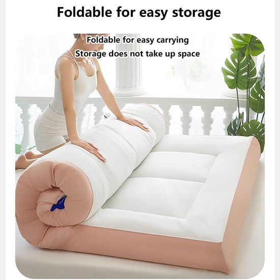 Japanse futonmatras - Vloermatras oprolbaar - Ruimtebesparend slapen - Veelzijdige slaapoplossing - 180 x 200 cm - Wit — afbeelding 2