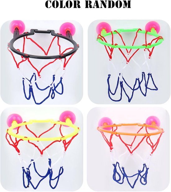 Mini basketbalmand - Badspeelgoed set - Badplezier stimuleren - Zuignap bevestiging - 2 ballen - Willekeurige kleur van MINI — afbeelding 5
