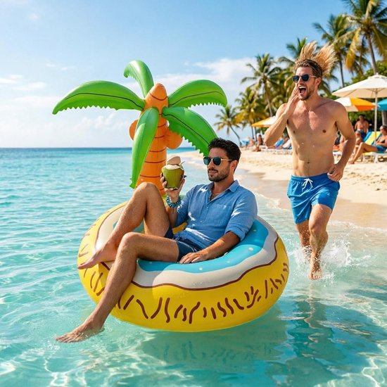 Opblaasbare Drijver - Zonnedek Stoel - Water Recreatie - Tropisch Boom Ontwerp - 120 cm - Groen — afbeelding 3
