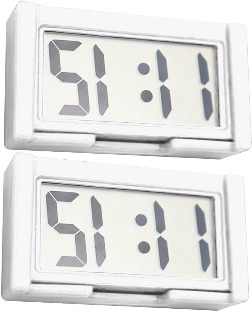 Mini Digitale Klok - Autoklok Klein - Veilige Rit - Zelfklevend Dashboard - 2 stuks - Wit