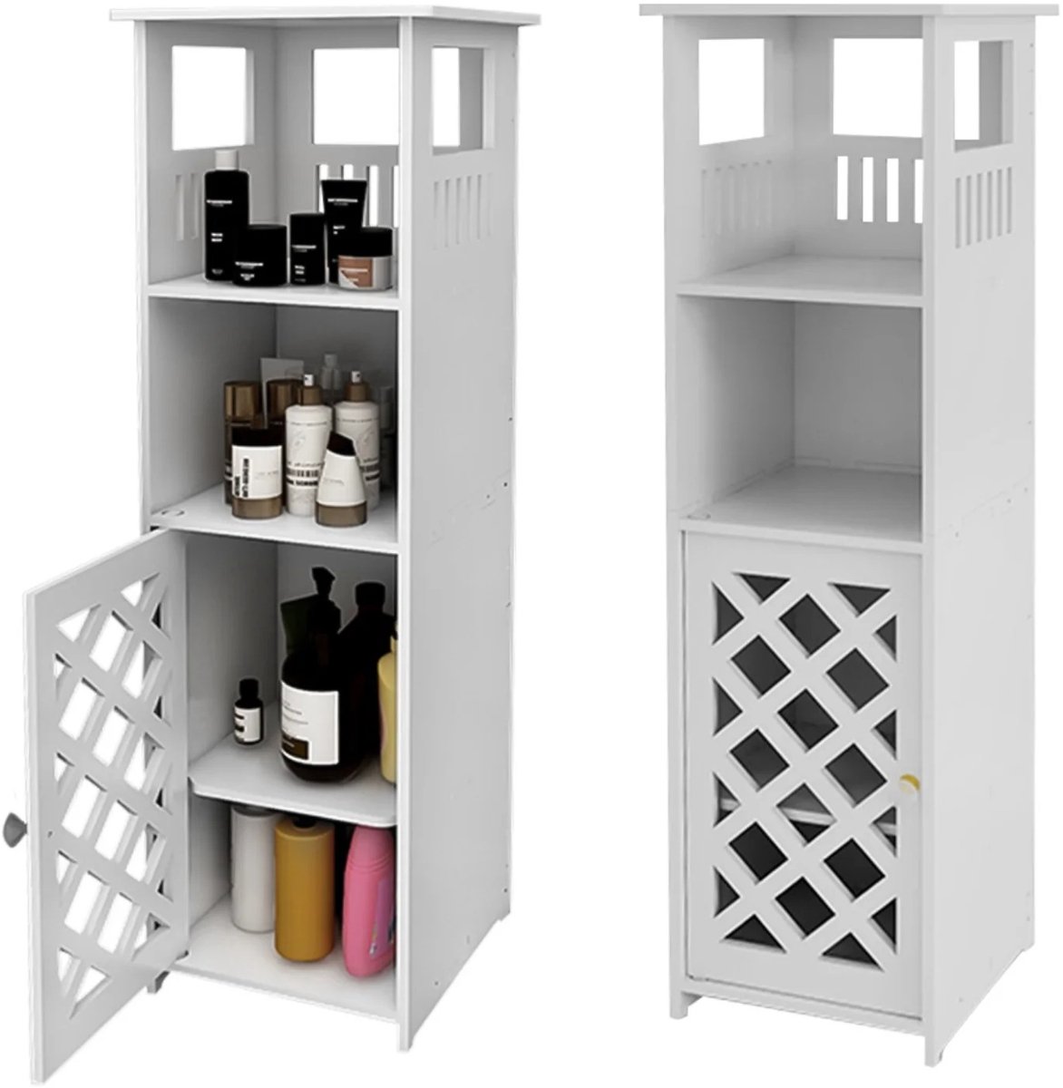 HomeGoodies - Badkamerkast - Badkamermeubel - Opbergkast - 78x22x22CM - Wit - 1 deur en planken - Voor thuis, keuken, woonkamer