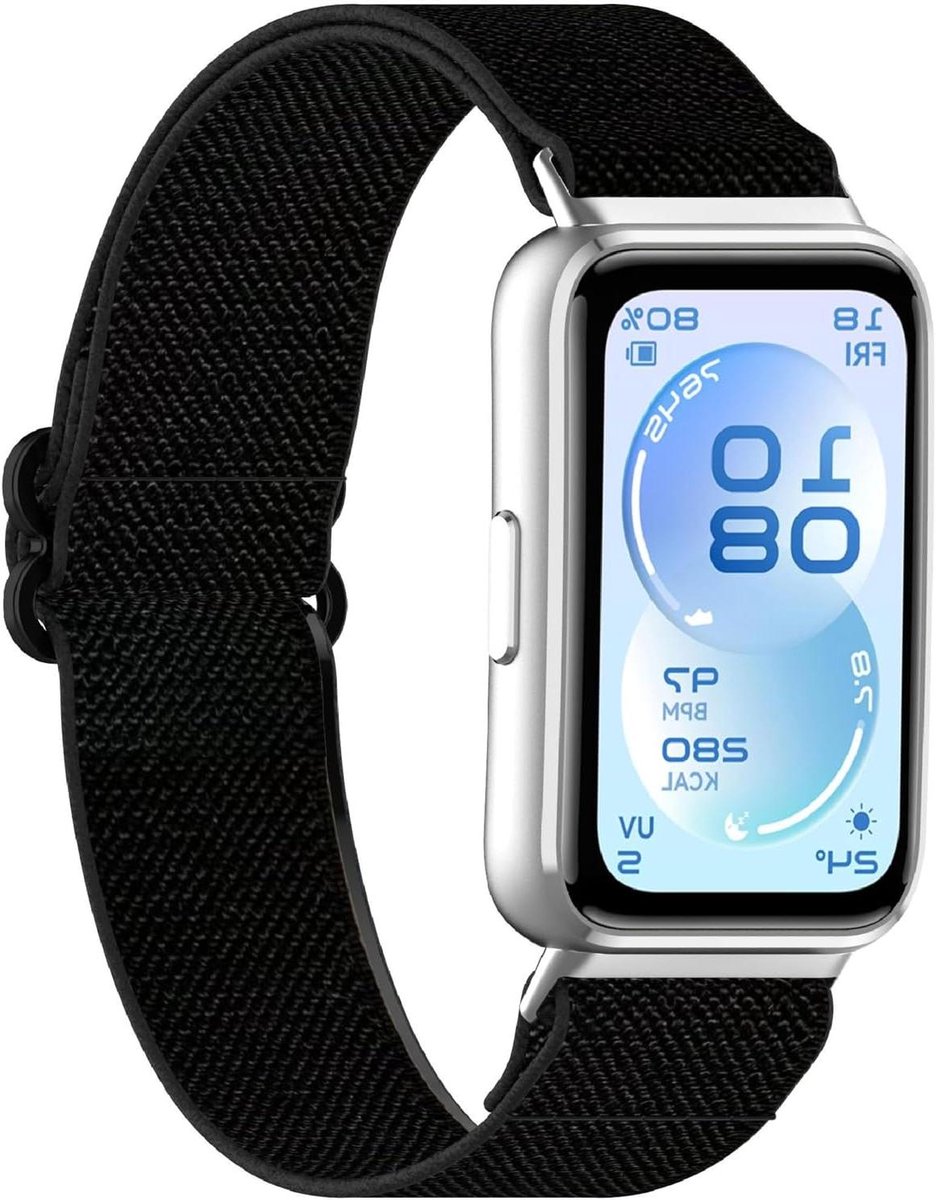 Nylon Armband - Elastische Band - Smartwatch Gebruik - Zelfnivellerend - 10 g - Zwart