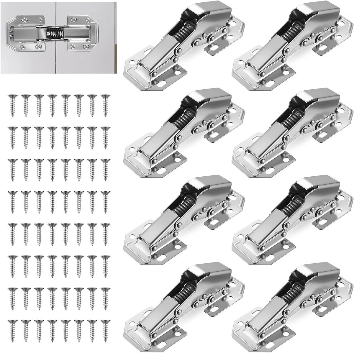 SnelShoppen - Schraubhaken, Softclose, 112 x 43 mm, Kast Scharnier met Hydraulische Demping en 64 Schroeven, Softclose Scharnieren, 90° Schraubhaken v