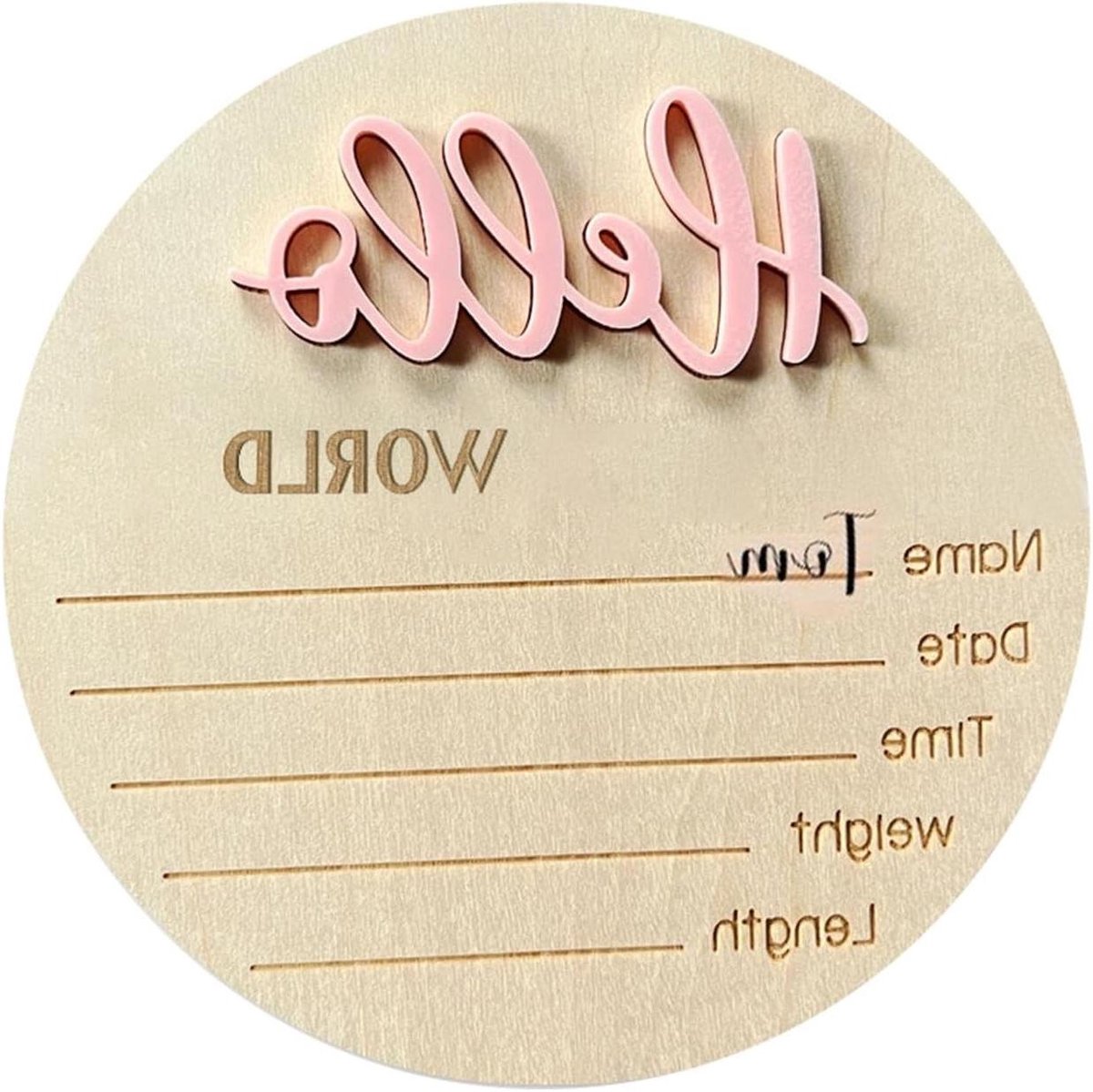 Geboortebord Baby - Welkomstbord Kind - Herinneringen Maken - 3D Letters - 15.3 x 15.3 cm - Lichtroze