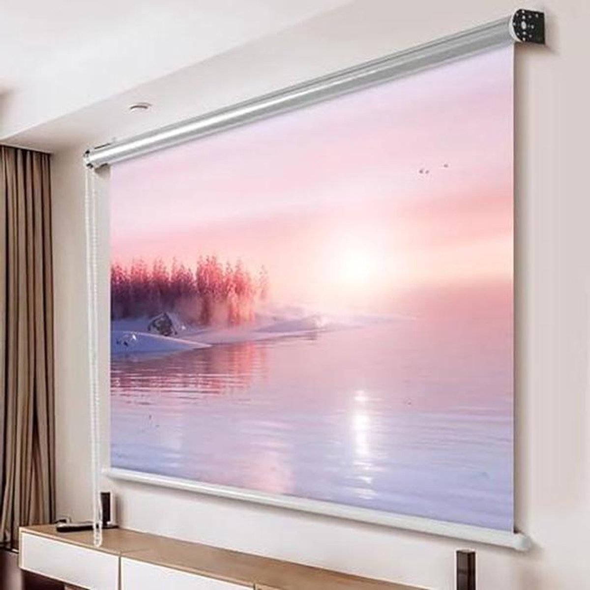 Projectiescherm - Pull Down Scherm - Thuisbioscoop Creëren - Anti-licht Doek - 16:9 Beeldverhouding - Wit