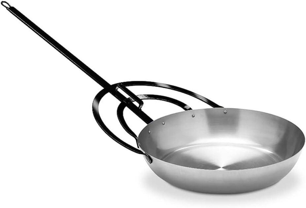 Koekenpan met steel - Steelpan koekenpan - Gebakken voedsel bereiden - Gepolijst staal - 40 cm - Zilver