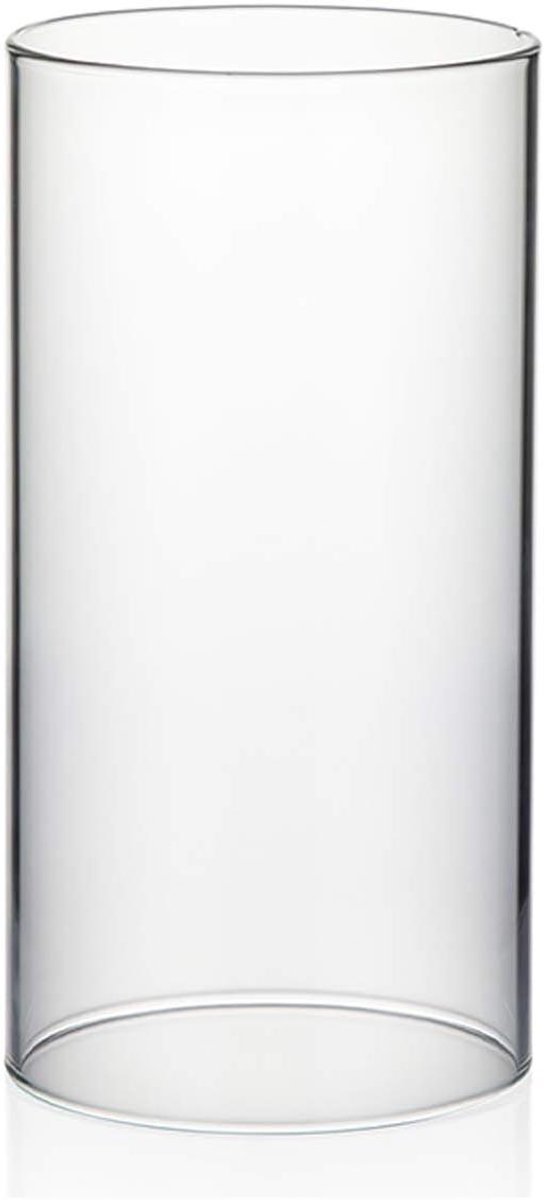 Glazen Kaarsenhouder - Glascilinder Kaarslamp - Sfeerverhogend Huis - Open Cilindervorm - 15 cm Hoog - Transparant