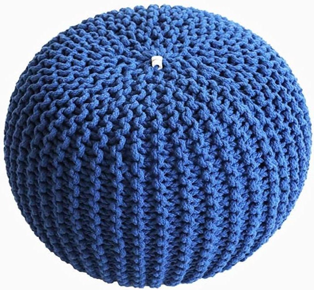 Ronde poef - Voetenbank kruk - Ontspannen zitten - Handgemaakt katoen - 35x25 cm - Blauw