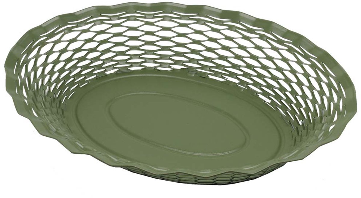 Broodmandje van RVS - Vintage - Ovaal - Groot - Kaki Groen - 30 x 24 cm