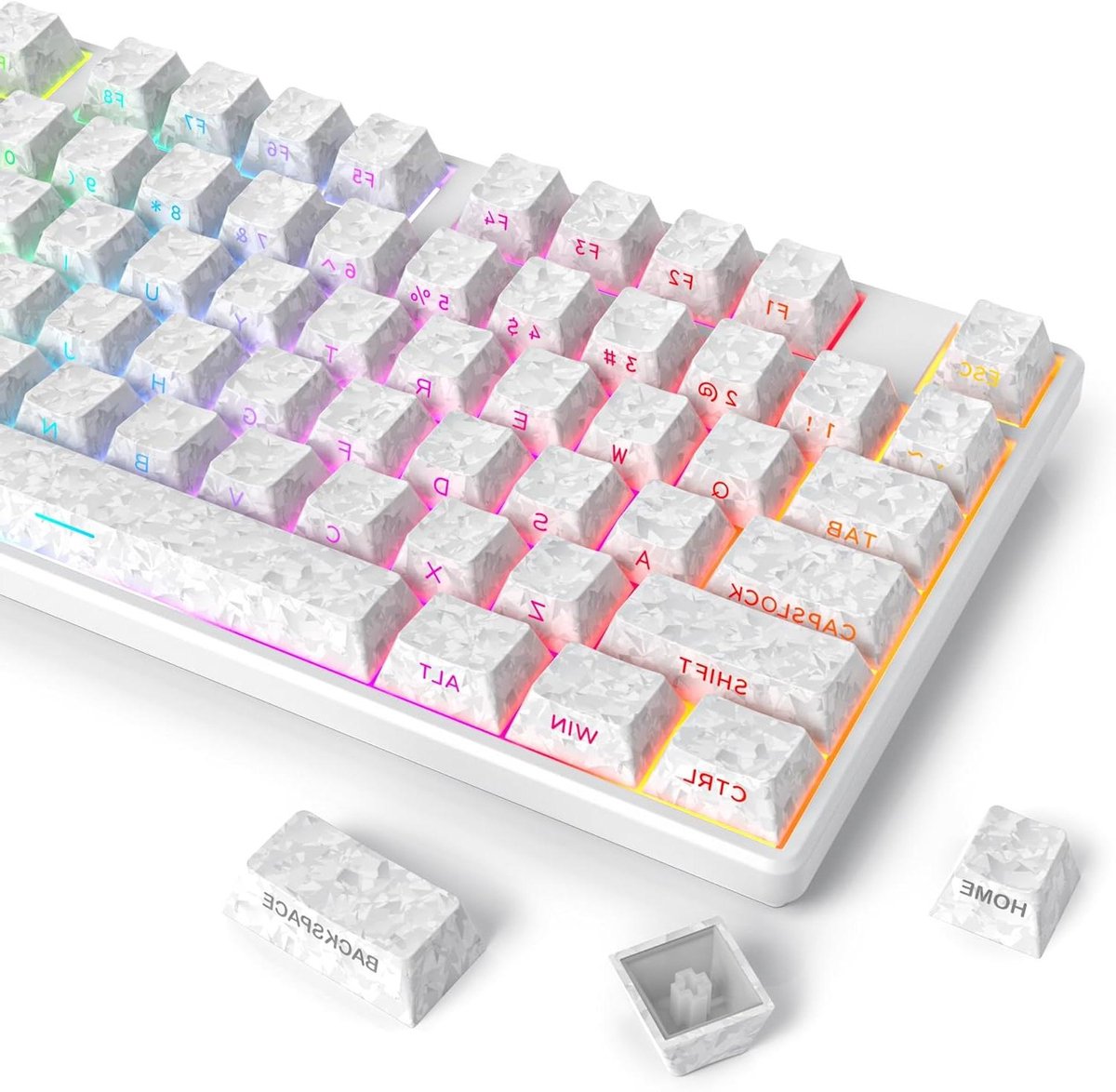 Toetsen Set - Keycaps PBT - Mechanisch Toetsenbord - Gesmede Carbon Textuur - 141 Toetsen - Wit