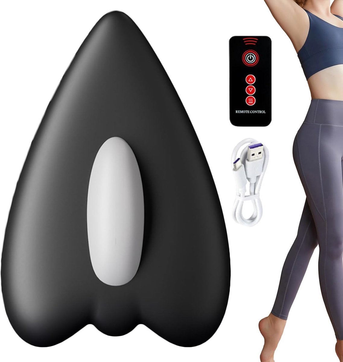 Draagbare bekkenbodemtrainer - Verwarmde slimme bekkenbodemtrainer - 4 instelbare niveaus - Unisex - Geschikt voor fitness thuis, persoonlijke verzorging en postpartumtraining - Zwart