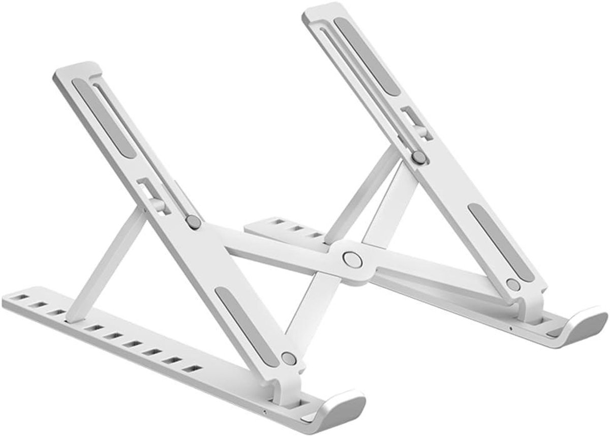 Laptop Stand - Notebook Houder - Comfortabel Werken - Hol Ontwerp - 10-Niveau Verstelbaar - Wit