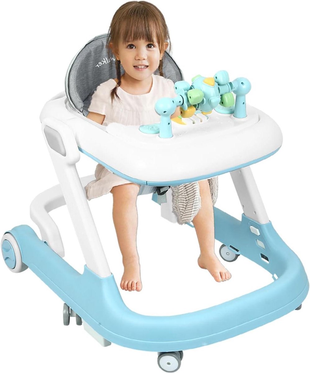 Babywalker Loopwagen - Schommelstoel - Baby Ontdekking - Inklapbaar Muziekbord - 60 x 55 x 70 cm - Blauw