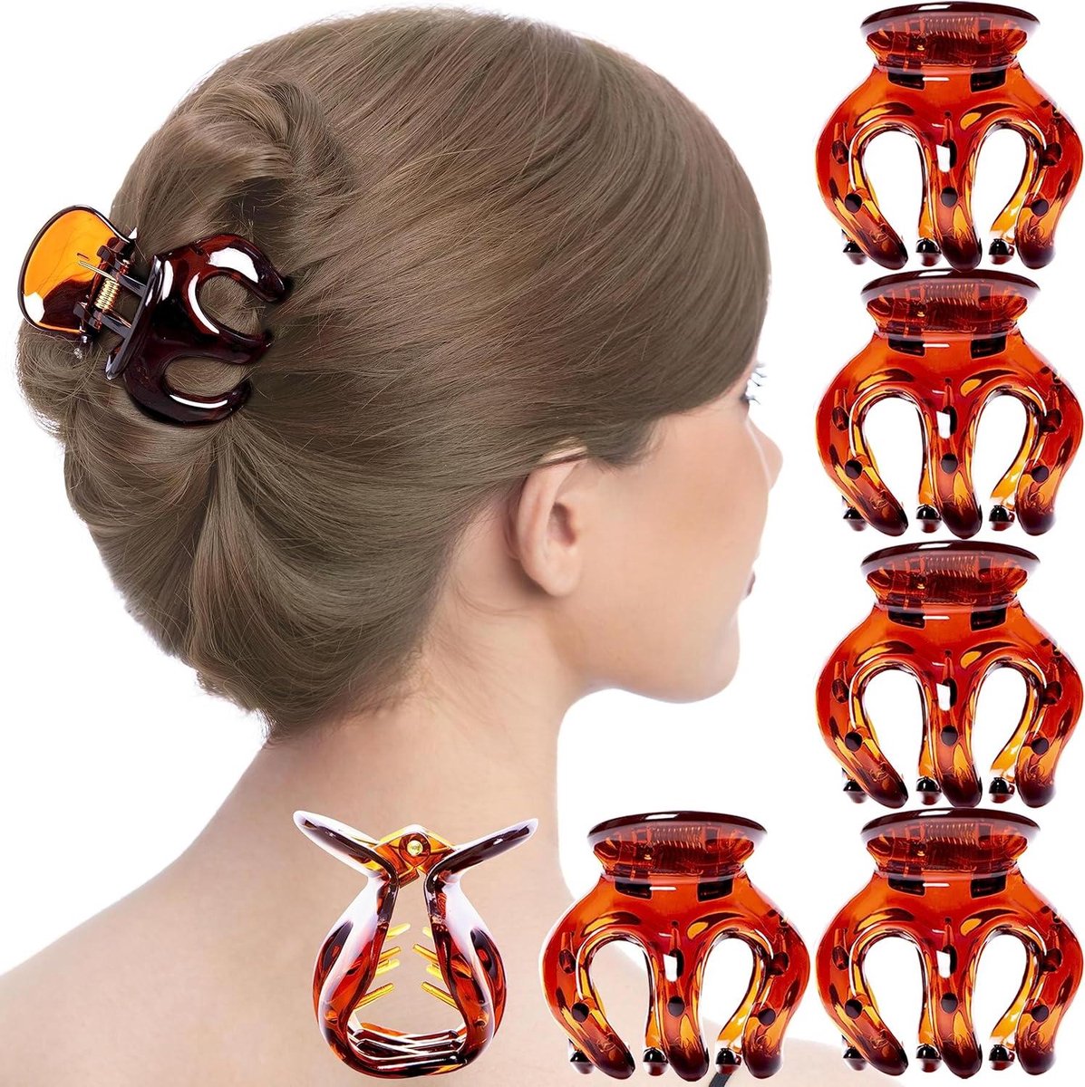Haarklem Set - Haaraccessoires Dames - Haar Styling - Stevige Grip - 6 Stuks - Bruin
