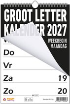 MGPcards - Grootletter kalender - 2027 - Week begint op maandag - 21 x 34 cm - Zwart