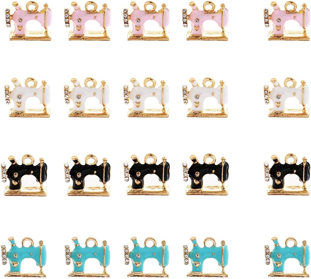 Mini Naaimachine Bedels - Sieraden Hangers - Sieraden Maken - Set van 20 - 16 mm - Assorti