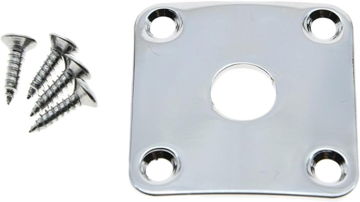 Metalen gebogen basis jackplaat voor Gibson LP Les Paul - vierkante jackplate, duurzame chrome afwerking, eenvoudig te installeren