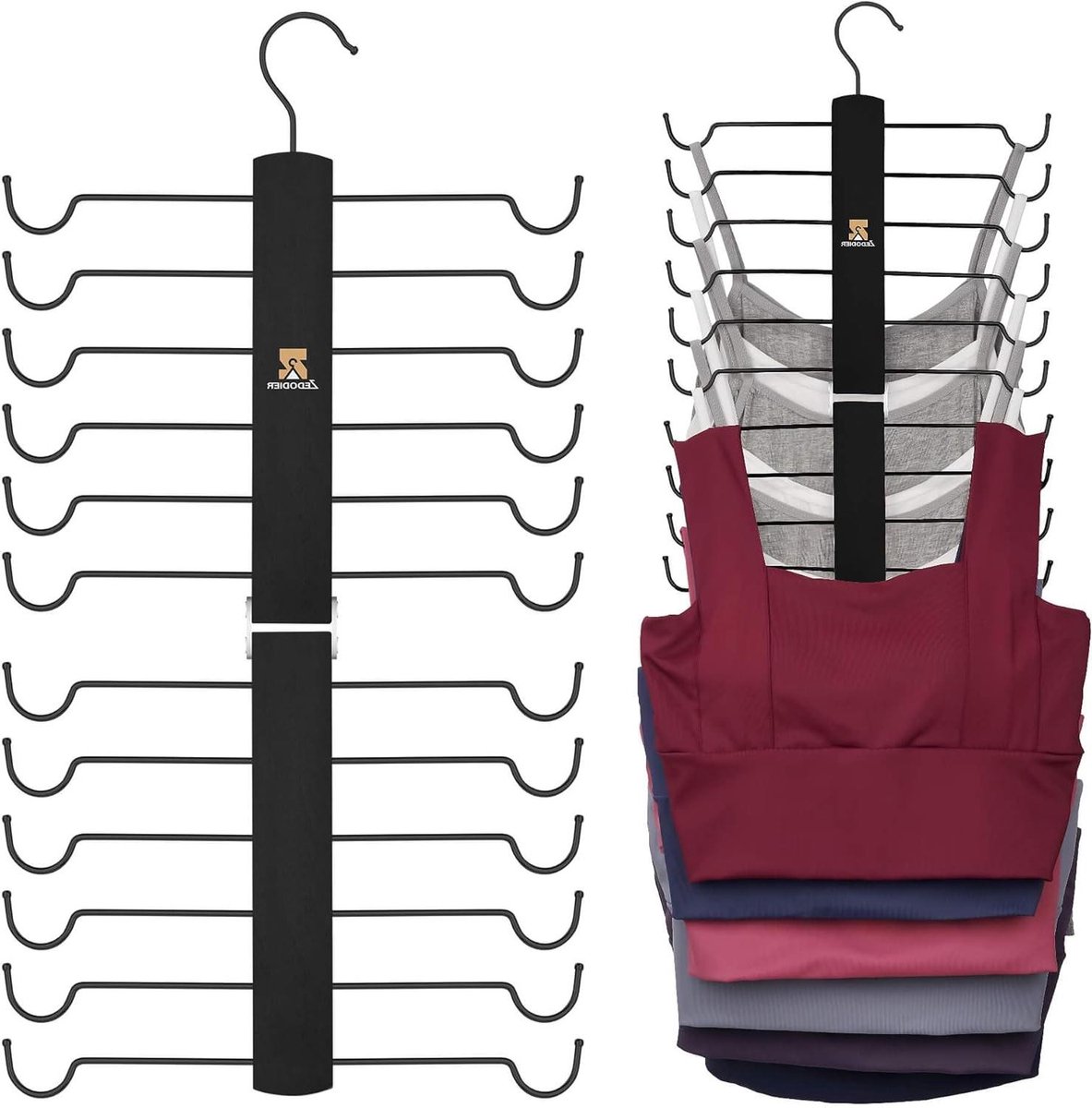 Hanger Organizer - Kast Hanger - Kast Ruimte Besparen - 12 Lagen Opslag - 2 Stuks - Zwart