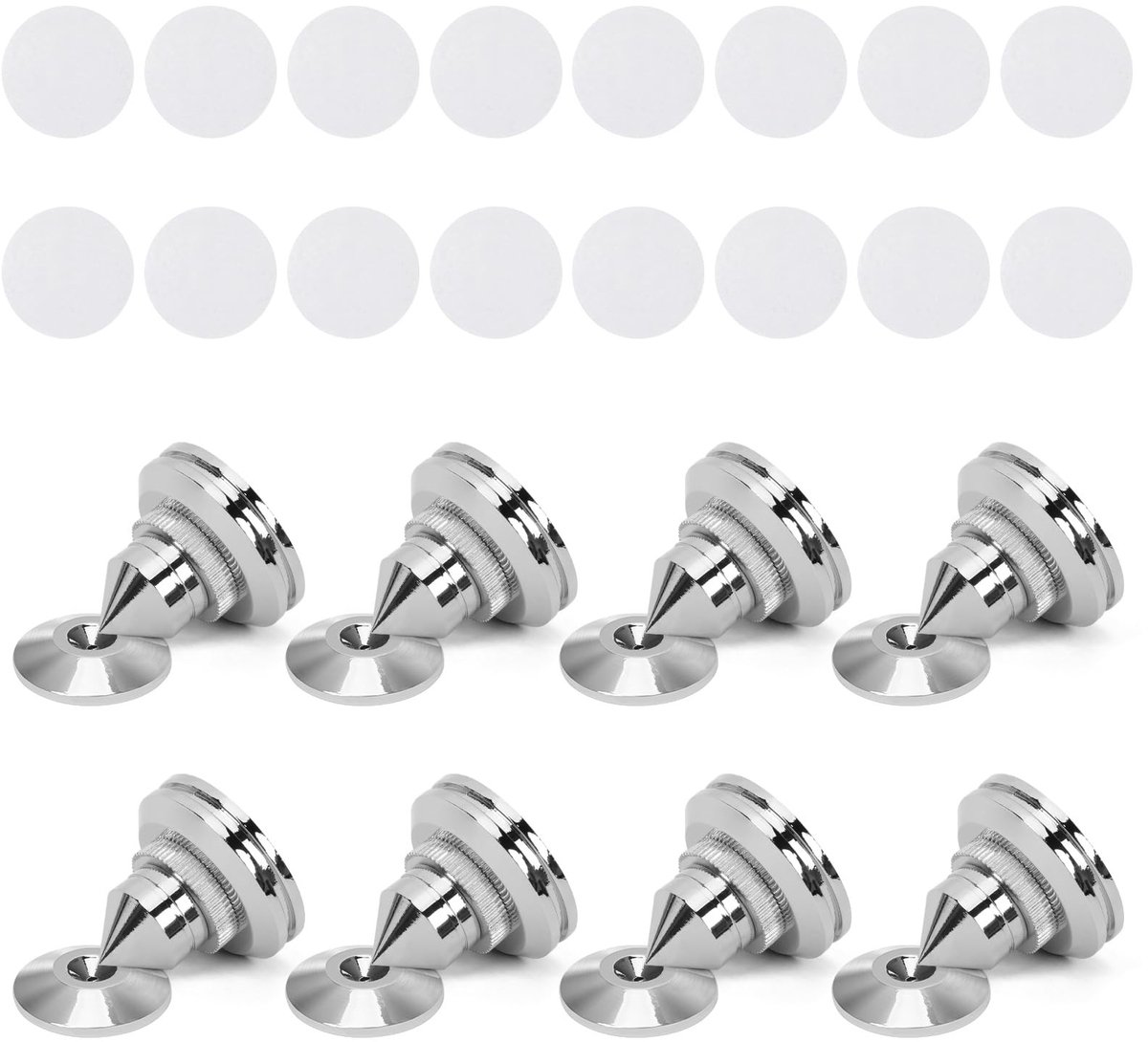 Store_9 - Speaker Spikes - Geluidsisolatie - Zilver - Schokbestendige Pads - Verbeter geluidservaring - Geschikt voor audioapparatuur - 8 stuks