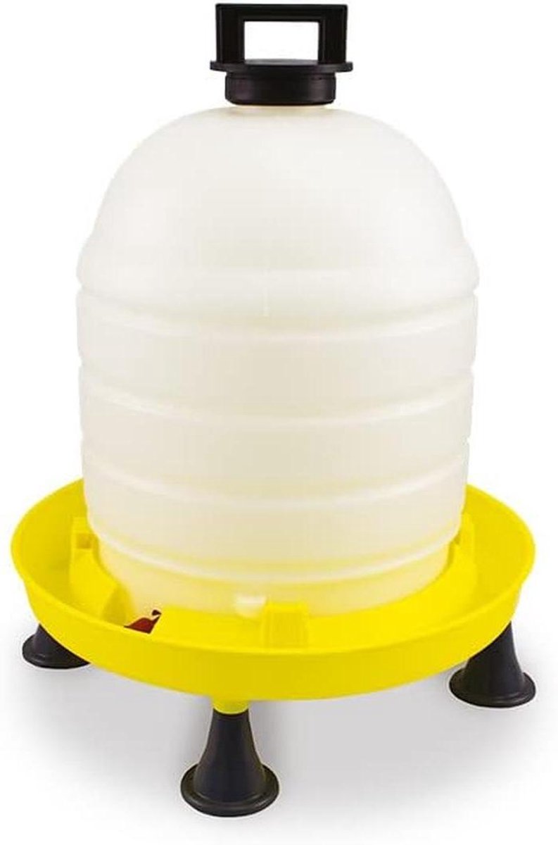 Drinkbak Sifon - Veehouderij Bak - Dieren Water Geven - Met Pootjes Deksel - 15 Liter - Geel Wit Grijs