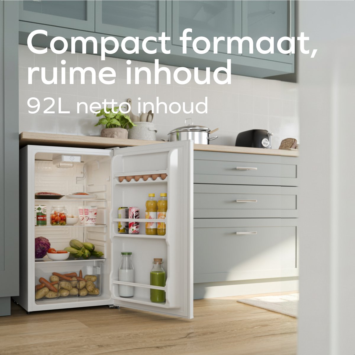 KitchenBrothers Koelkast - 92L - Tafelmodel - IJskast - Frigo - Vrijstaand - Wit – foto 4