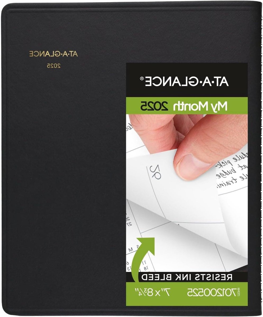 Maandelijkse Planner 2025 - Afsprakenboek Agenda - Jaarplanning Maken - Inktbloeding Bestendig Papier - 7 x 8-3/4 inch - Zwart