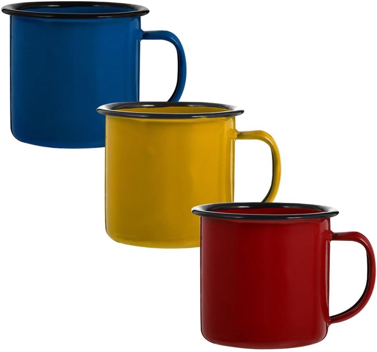 3-Delig Emaille Camping Set - Verzinkte Staal Beker, Mini Wijnkopjes en RV Bekers in Retro Stijl voor Thuis, Kinderen en Outdoor Avonturen