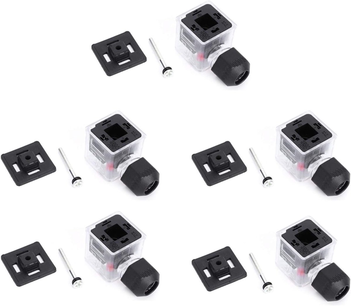 5 Stuks Waterdichte en Stofdichte Elektrische Connectoren voor Solenoïde Ventiel (24V) met Verlichting en Niet-Kabel DC