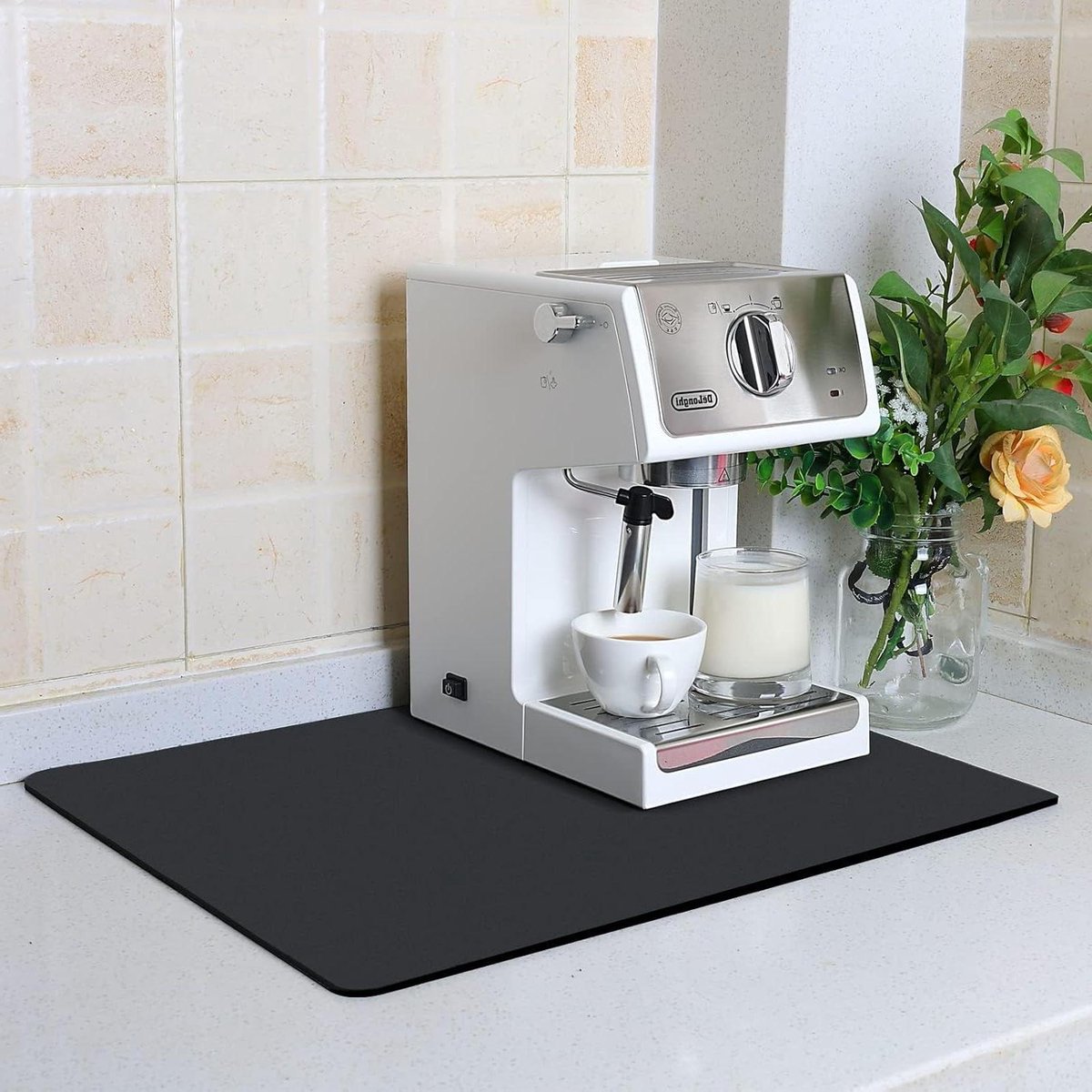 Drogen Mat - Afdruipmat Keuken - Aanrecht Beschermen - Super Absorberend - 60 x 40 cm - Zwart