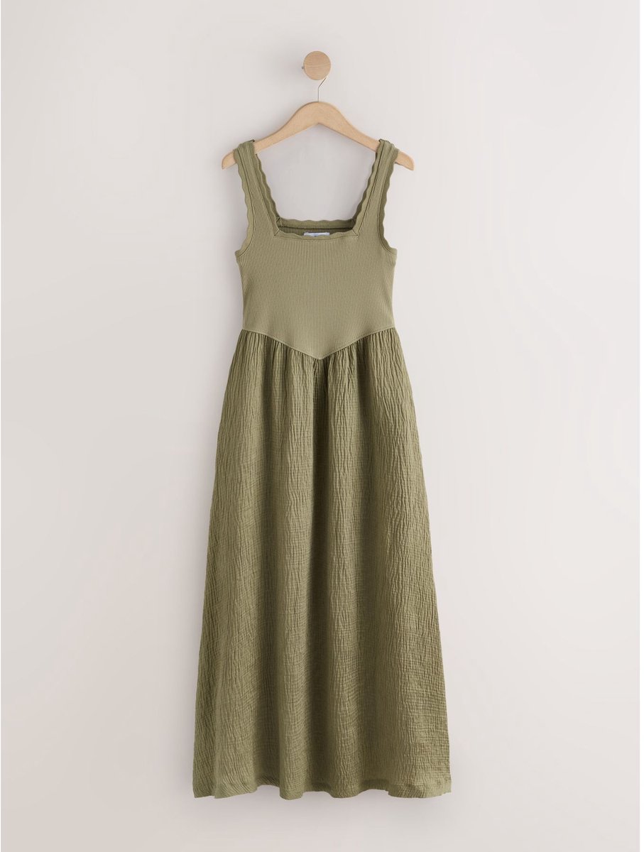 Next - Dames - Geweven midi-jurk van jersey - Groen