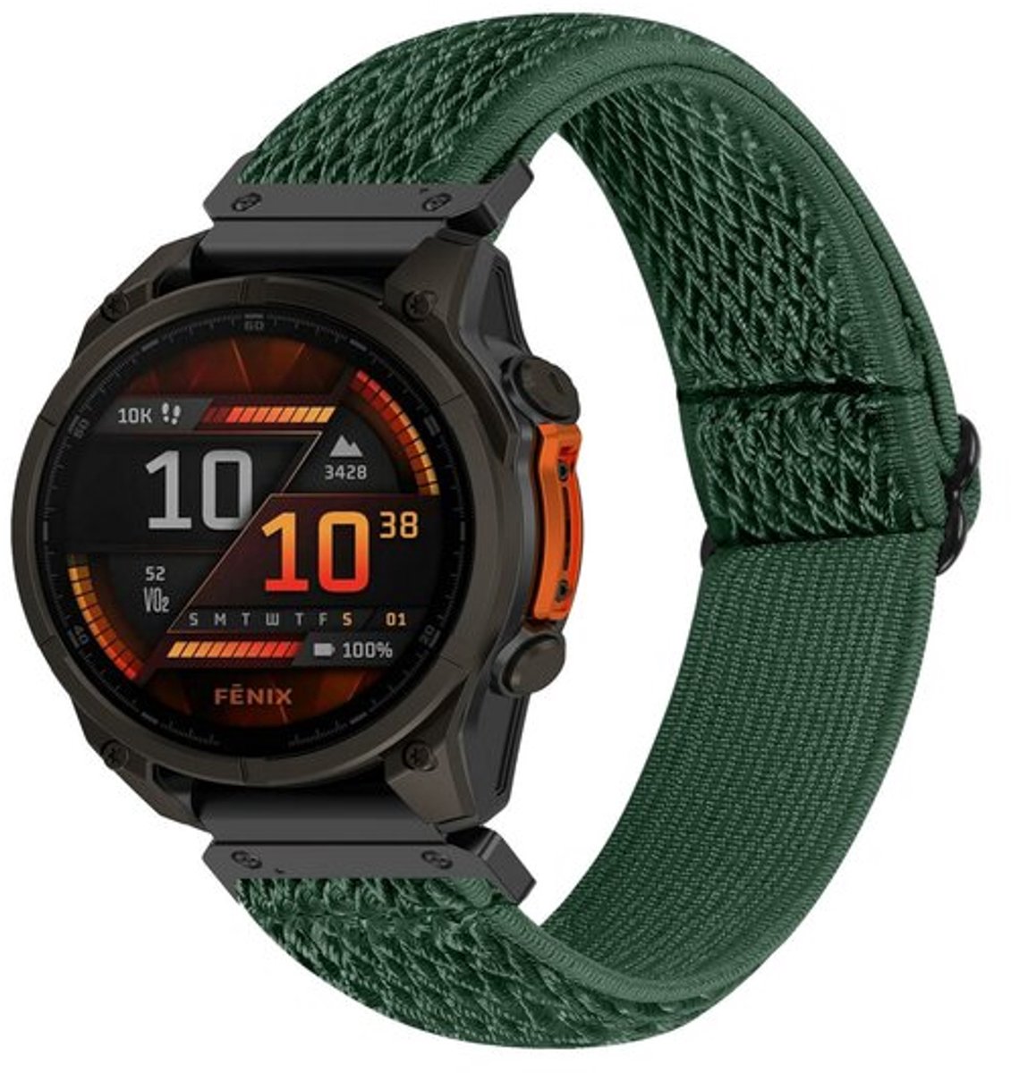 By Qubix - Geschikt voor Garmin bandje - 22mm Quickfit - Elastische Solo Loop nylon bandje - Donkergroen - Geschikt voor Garmin Epix Gen 2 (47mm) / MARQ / Quatix 7/6/5