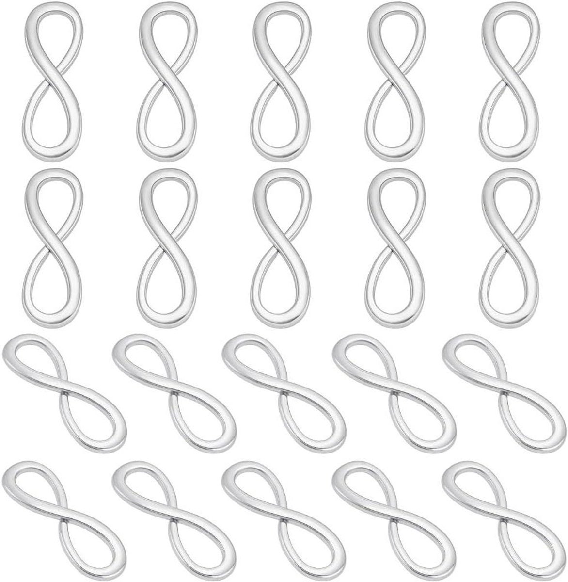 Infinity Connectors - Sieraden Schakels - Sieraden Maken - Moderne Vormgeving - 20 Stuks - Zilverkleurig