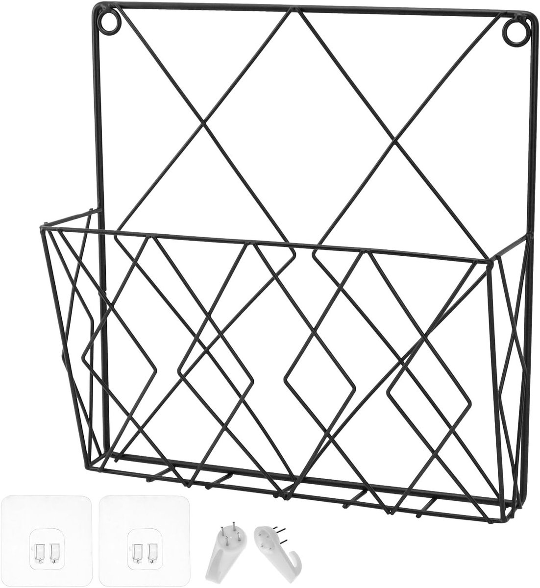 Wandgemonteerde krantenhouder van metaal 26x25cm - stijlvolle wandplank voor kantoor en woonkamer - zwart, multifunctioneel en ruimtebesparend