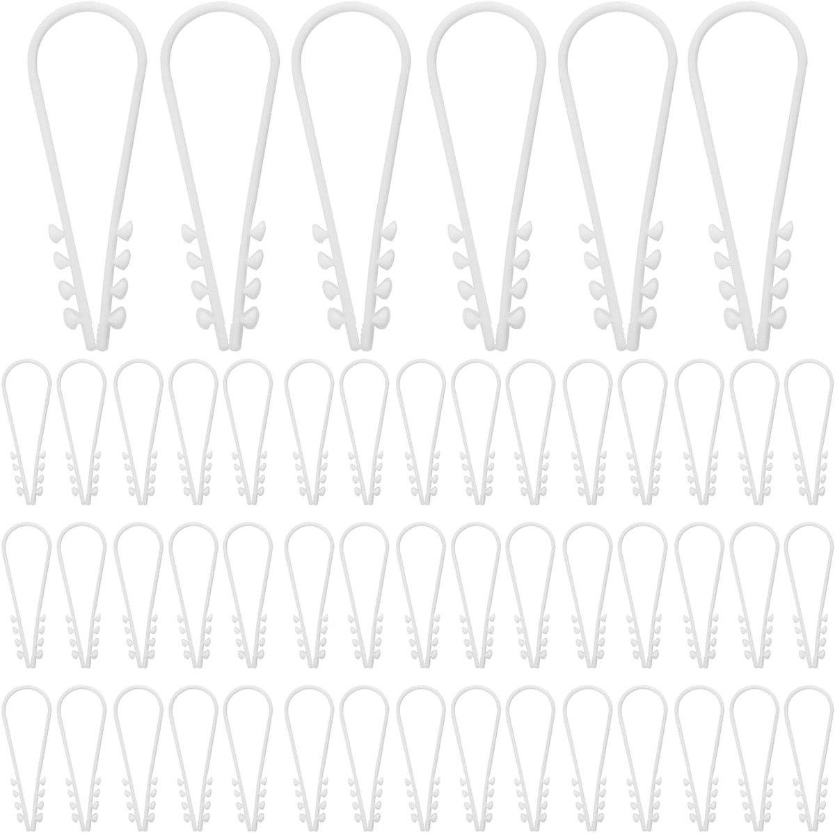 Set van 100 U-vormige Kabelklemmen, Nylon Pluggen voor Kabelbevestiging, Wit, Voor Kabels van 6-20 mm, Ideaal voor Organisatie en Bevestiging