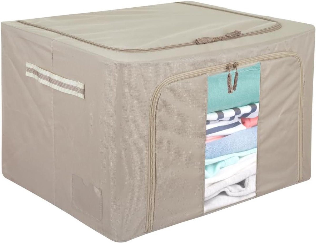 Opbergdoos - Opbergkoffer - Kleding Organiseren - Dubbele Ritssluiting - 50 x 40 x 33 cm - Taupe