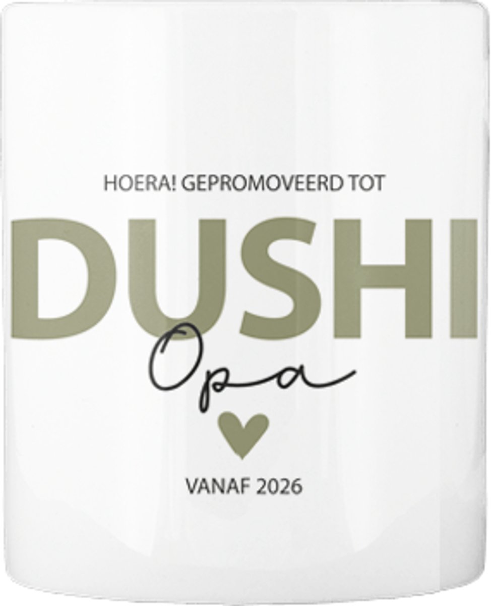 Gepromoveerd tot Dushi Opa | Voor de opa’s | Zwangerschapsaankondiging | Leuk cadeau | Verjaardag | Mok | Wit | Papiaments