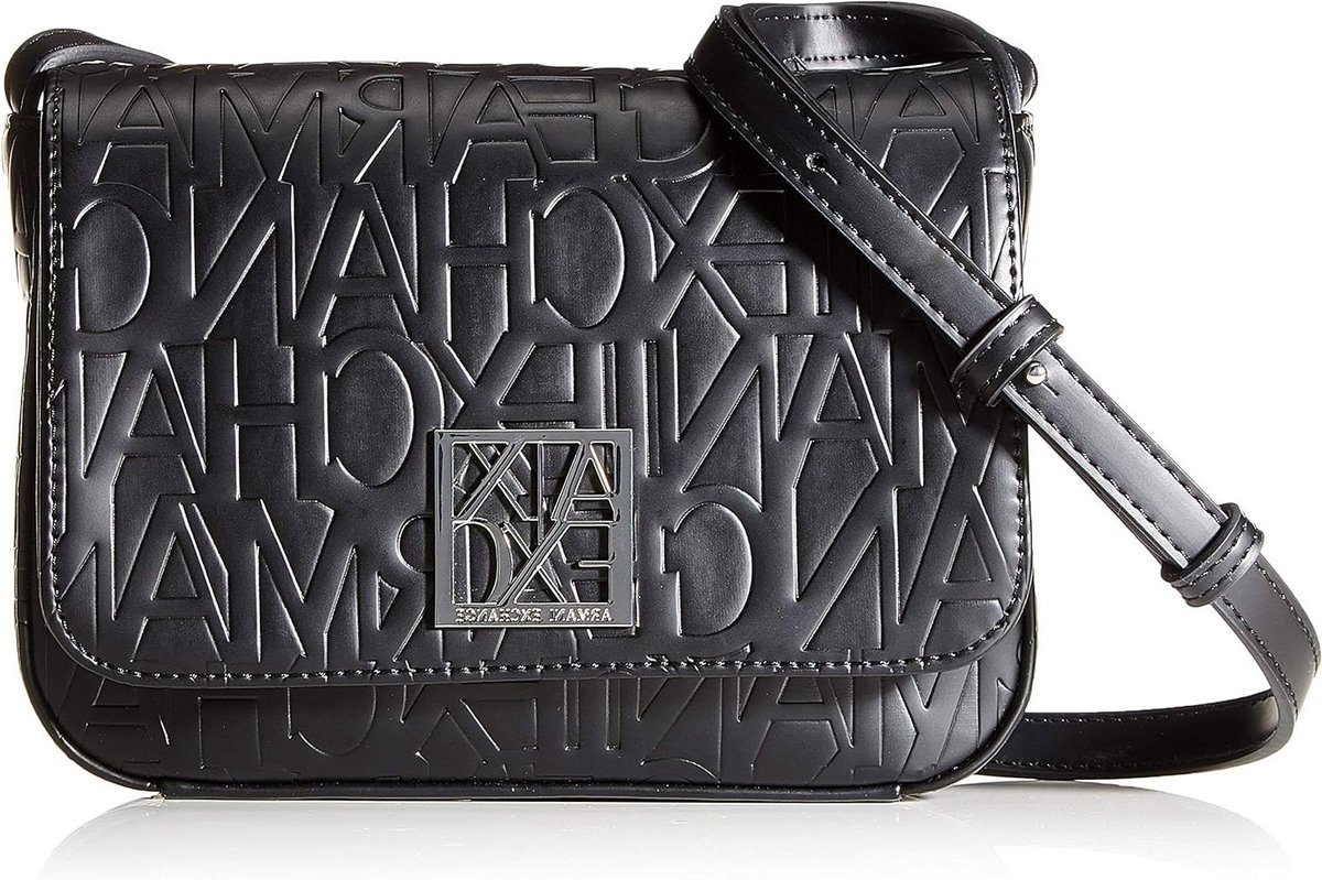Schoudertas - Crossbody tas - Dagelijks gebruik - All-over logo - 21x16x7 cm - Zwart