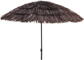 Pro Beach Strand / tuin Parasol Hawaii - D170 cm - donkerbruin - kantelbaar/opvouwbaar - verstelbaar - raffia stijl