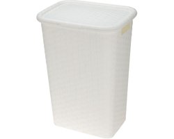 Benson Wasmand - rotan - met deksel - wit - 60 liter - 33 x 44 x 60 cm - kunststof