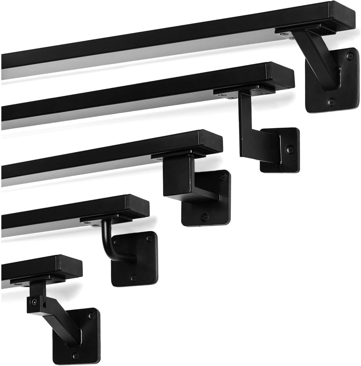 Trapleuning Set - Handrail Metaal - Veilig Lopen - Flexibel Instelbaar - 300cm - Zwart