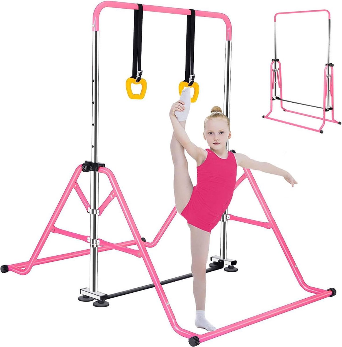 SVN® Duikelrek - Rekstok - Turnrek - uitbreidbare junior-thuistraining - stangen voor kindertraining - Roze - ‎148cm x 110cm x 155cm
