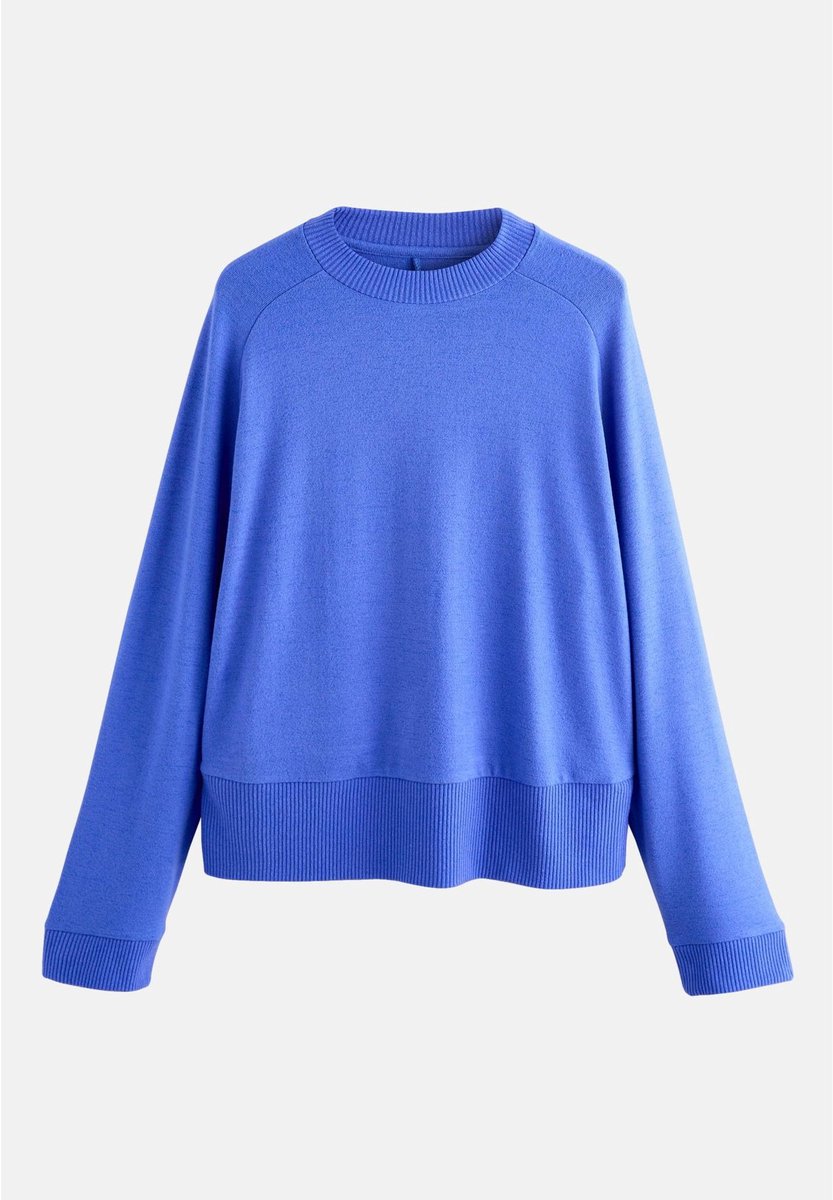 Next - Dames - Behaaglijke zachte trui met lange mouwen en ronde hals - Petite - Blauw