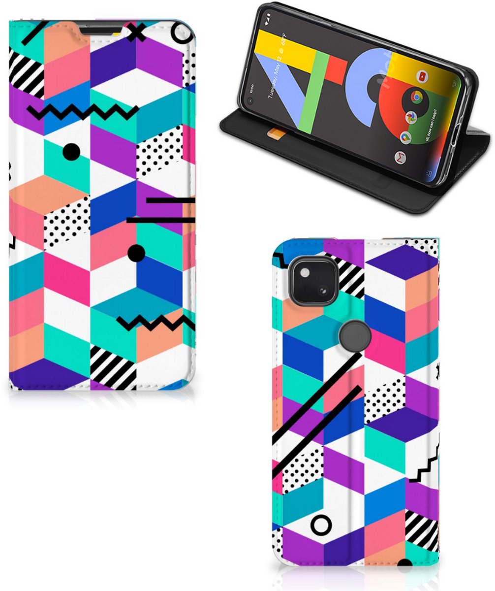 Google Pixel 4a Stand Case Blokken Kleurrijk