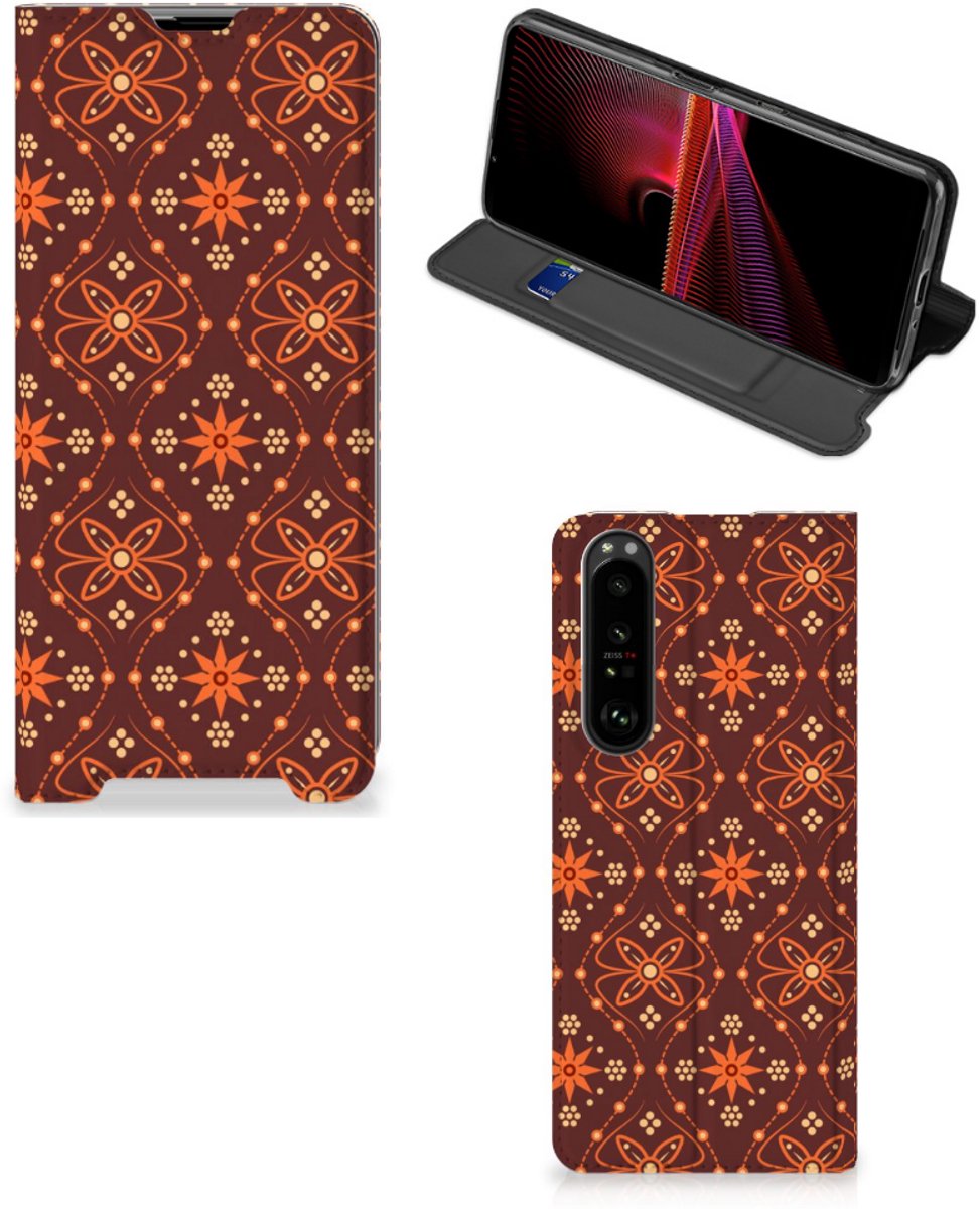 Sony Xperia 1 III Hoesje met Magneet Batik Brown