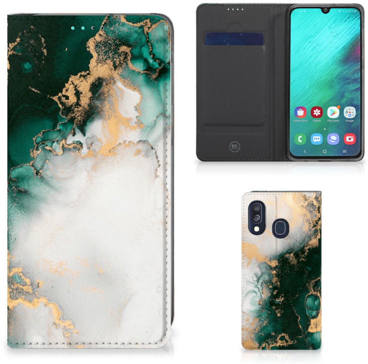 Standcase voor Samsung Galaxy A40 Marmer Groen
