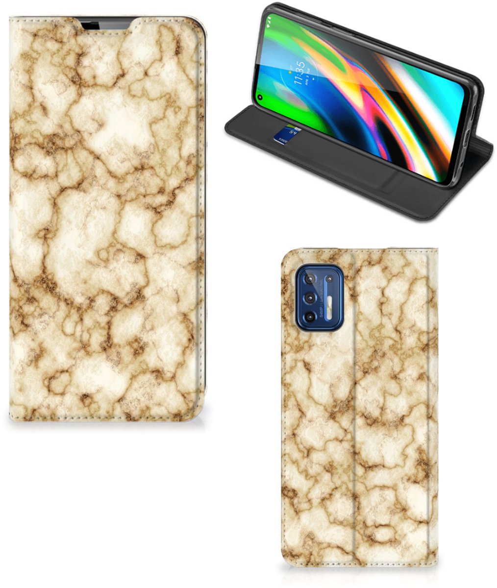 Motorola Moto G9 Plus Standcase Marmer Goud