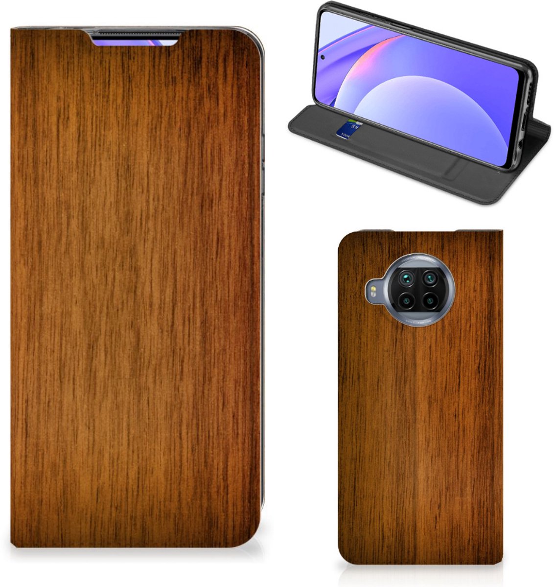 Xiaomi Mi 10T Lite Book Wallet Case Donker Hout
