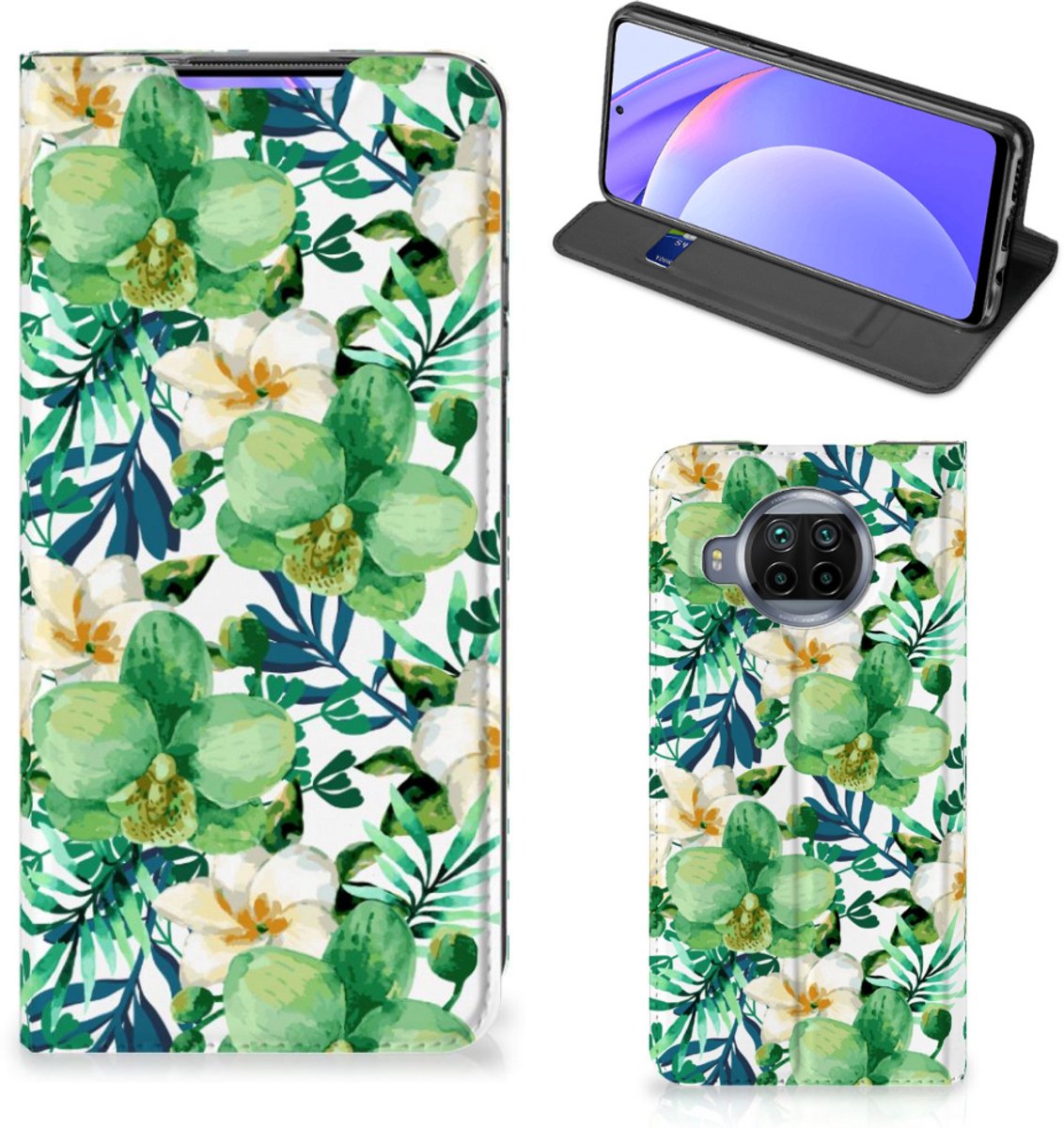 Book Case voor Xiaomi Mi 10T Lite Smart Cover Orchidee Groen
