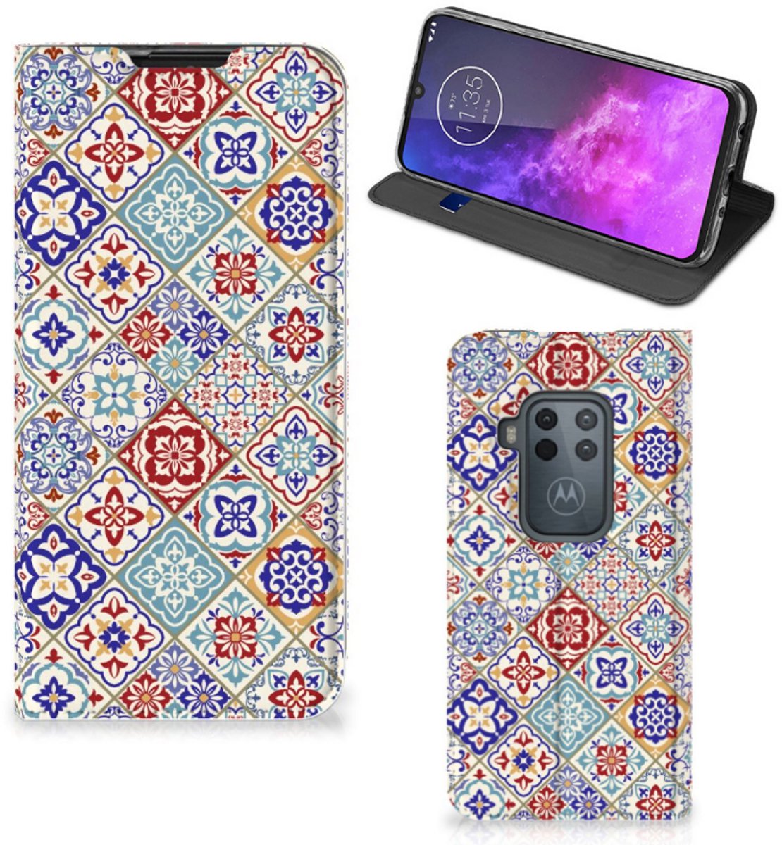 Motorola One Zoom Standcase Tiles Color