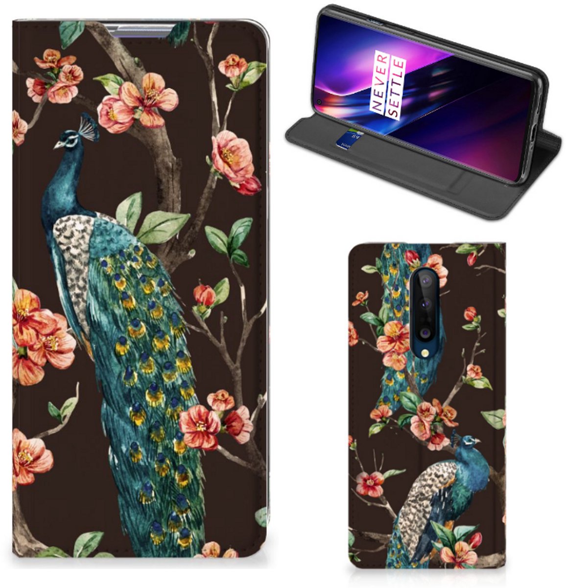 OnePlus 8 Hoesje maken Pauw met Bloemen